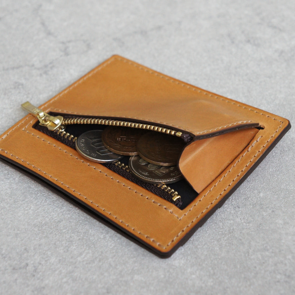 極薄フラグメントケース ミニ財布 ミニウォレット（ブラウン・イエローキャメル） 8枚目の画像