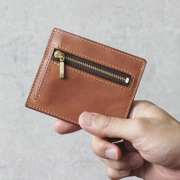 極薄フラグメントケース ミニ財布 ミニウォレット（ブラウン・イエローキャメル） 12枚目の画像