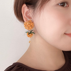 【限定】キンモクセイ*秋満開/革花ピアス･イヤリング/オレンジイエロー/秋冬/揺れるアクセサリー/2022 9枚目の画像