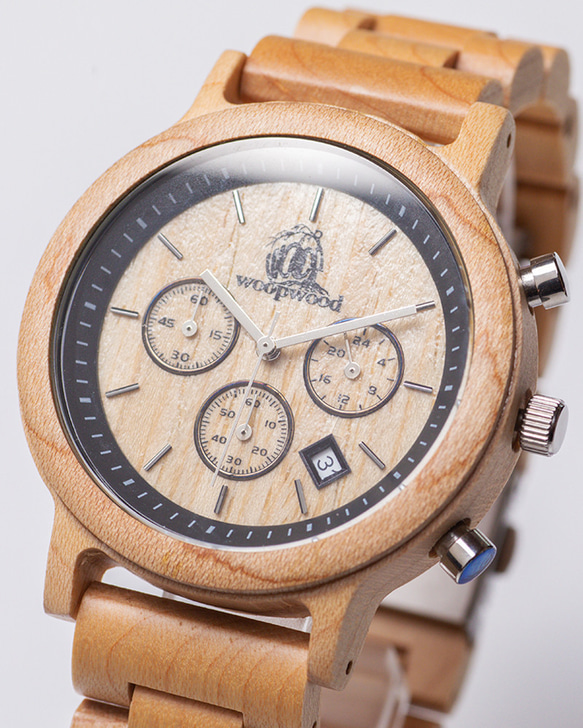 木製腕時計 Mokuno Graph Shiro 腕時計 木の時計　天然木 3枚目の画像