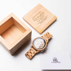 木製腕時計 Mokuno Graph Shiro 腕時計 木の時計　天然木 6枚目の画像