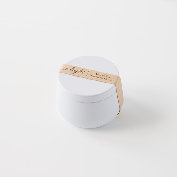 ぽってり缶の木芯キャンドル ホワイト 灯りを奏でるキャンドル ソイワックス100%使用 白インテリア 5枚目の画像