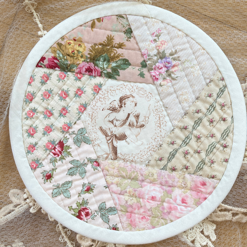 天使の円型マット パッチワークキルトタペストリー 丸マット