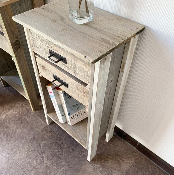 流木と古材廃材のドロワーシェルフ002ホワイト×グレー        Ω 人気・おすすめ｜使いやすい・旅行におすすめ 品質保証 全国発送