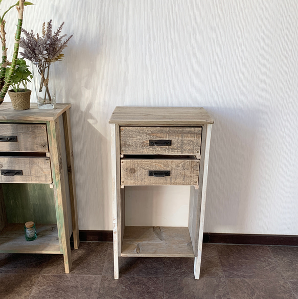 流木と古材廃材のドロワーシェルフ002ホワイト×グレー        Ω 人気・おすすめ｜使いやすい・旅行におすすめ 品質保証 全国発送