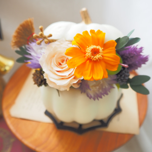 専用 フラワーアレンジ♡⃛パンプキン(ホワイト) 専用 フラワーアレンジ♡⃛パンプキン(ホワイト) 再販✨ハロウィン