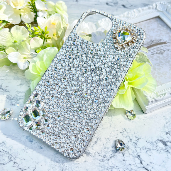 スワロフスキー　スマホケース　iPhoneケース　アイフォンケース　スマホカバー　　宝石　ビジュー　デコ　盛り　デコ電 
