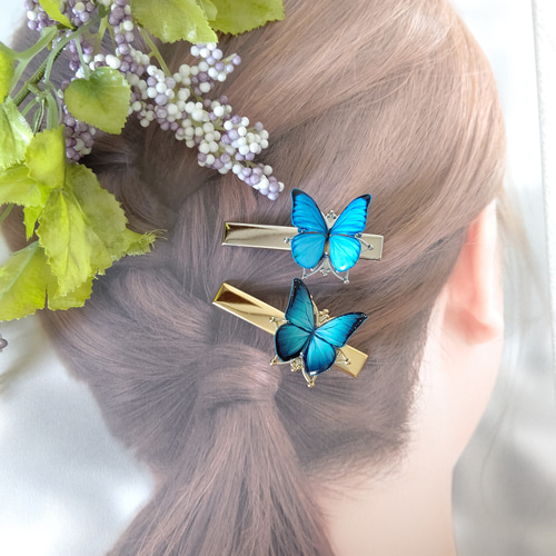 の 人気アイテムランキング 蝶々ヘアクリップ(ヘアピン)♪ モルフォ蝶、モルフォ(新色 ヘアアクセサリー
