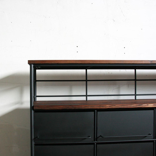 アイアンのドロワーシェルフ 4列3段【サイズオーダー可】 テレビ台