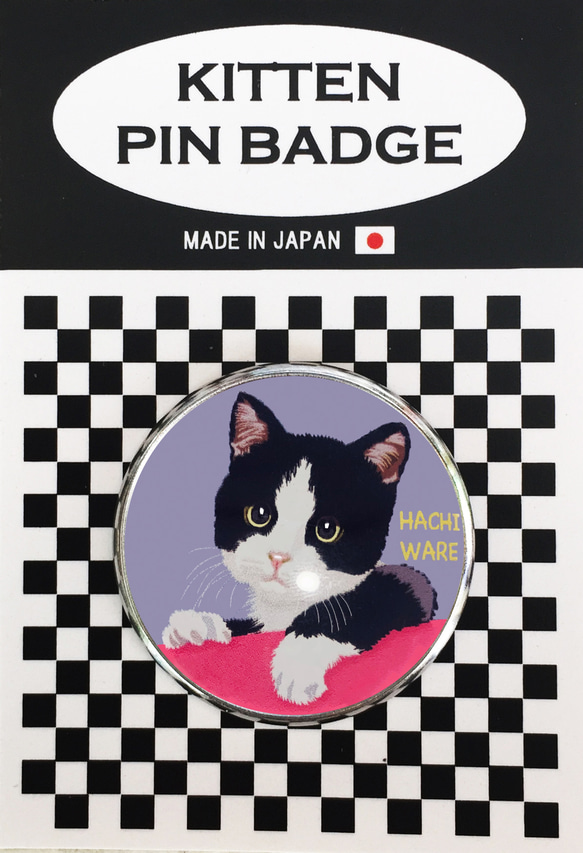 猫ピンバッジ ハチワレ 37P3173 猫バッジ 猫ピンズ ピンズ猫 猫ブローチ 猫イラストピンバッジ　ピンバッチネ 2枚目の画像