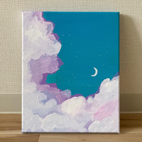 インテリア アート 三日月 空 キャンバス アクリル画 雲 絵画 Tink's