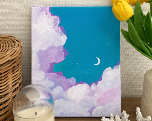 アクリル画 ハンドメイド 空 キャンパス