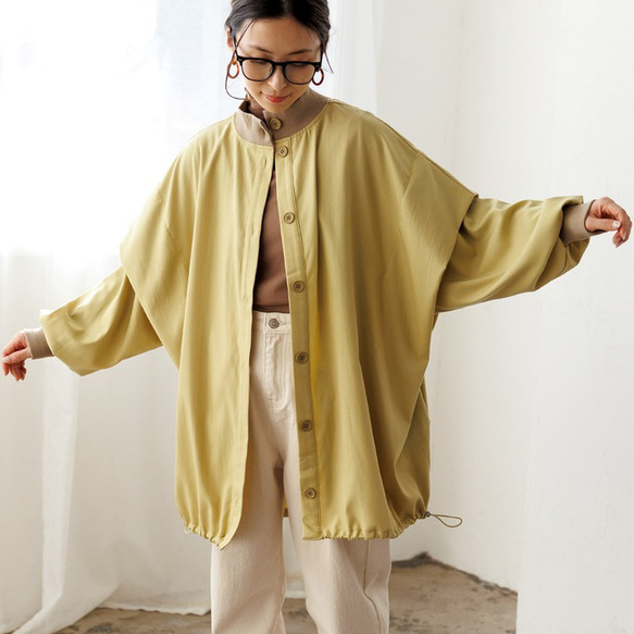 【再販】ゆるっと着れるのにスッキリ見えが叶うブルゾン ライトアウター 無地 体型カバー 23024 3枚目の画像