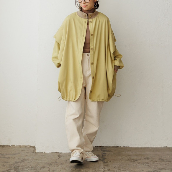 【再販】ゆるっと着れるのにスッキリ見えが叶うブルゾン ライトアウター 無地 体型カバー 23024 13枚目の画像