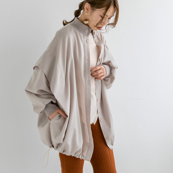 【再販】ゆるっと着れるのにスッキリ見えが叶うブルゾン ライトアウター 無地 体型カバー 23024 17枚目の画像