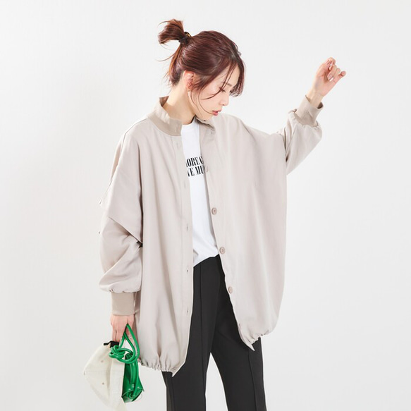 【再販】ゆるっと着れるのにスッキリ見えが叶うブルゾン ライトアウター 無地 体型カバー 23024 20枚目の画像