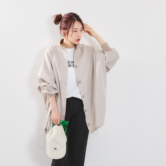 【再販】ゆるっと着れるのにスッキリ見えが叶うブルゾン ライトアウター 無地 体型カバー 23024 18枚目の画像