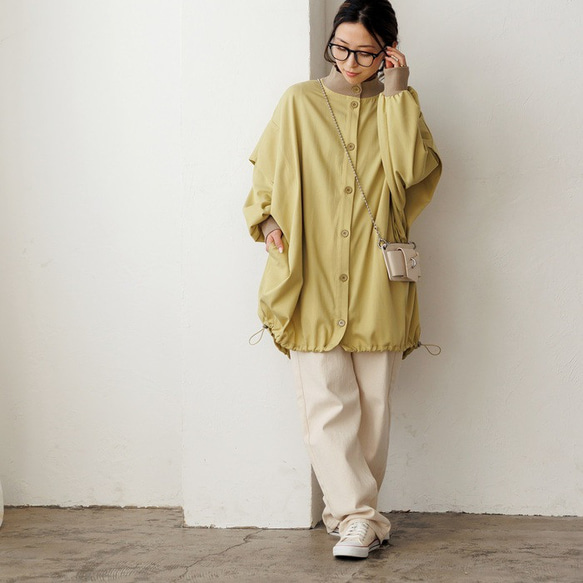 【再販】ゆるっと着れるのにスッキリ見えが叶うブルゾン ライトアウター 無地 体型カバー 23024 11枚目の画像