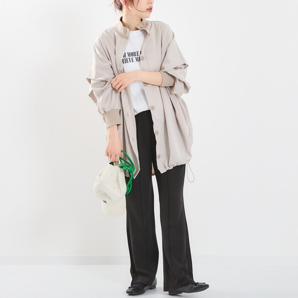 【再販】ゆるっと着れるのにスッキリ見えが叶うブルゾン ライトアウター 無地 体型カバー 23024 19枚目の画像