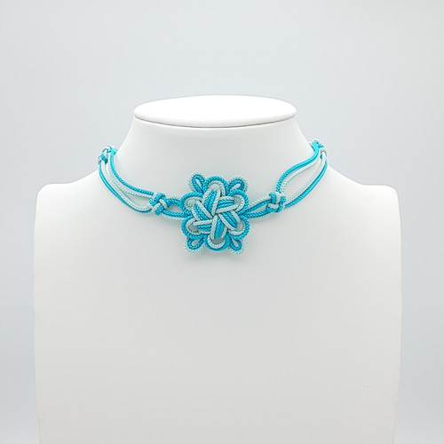 八重菊結びのチョーカー（水色・アクアブルー） 和風 中華風 チャイナ