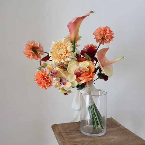 アーティフィシャルフラワー ウェディング　ブーケ　テラコッタ　ブートニア無料 アーティフィシャルフラワー ウェディング ブーケ テラコッタ