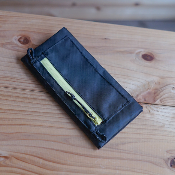 ブラック×レモン・ぺたんこロングウォレット/超軽量で薄い長財布・ミニ財布でバッグがスッキリ！・slowhike 3枚目の画像
