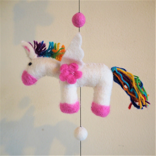 羊毛フェルト ユニコーン 吊り下げ ガーランド ぬいぐるみ フェルト
