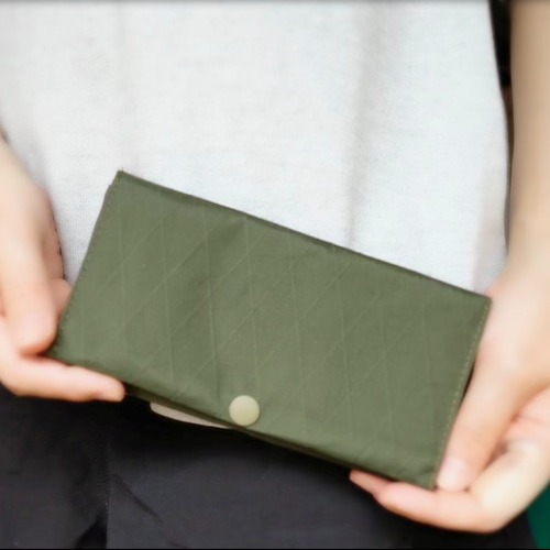 X-pac・カーキ・ぺたんこロングウォレット/超軽量で薄い長財布・ミニ