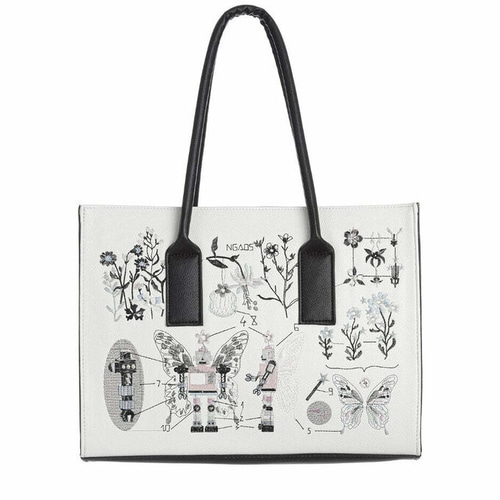 ハンドバッグ 刺繍バッグ 13インチ レザー ショルダーバッグ