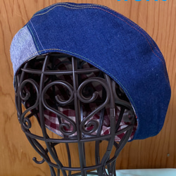 のぞきみアニマルベレー帽「うさぎ」（ブルーデニム） 2枚目の画像