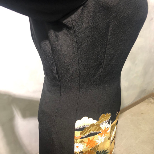 黒留袖ワンピース 着物リメイクワンピース no.5