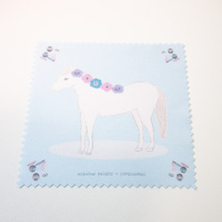 クリーニングクロス メガネふき『花飾りと馬（白馬）』 2枚目の画像