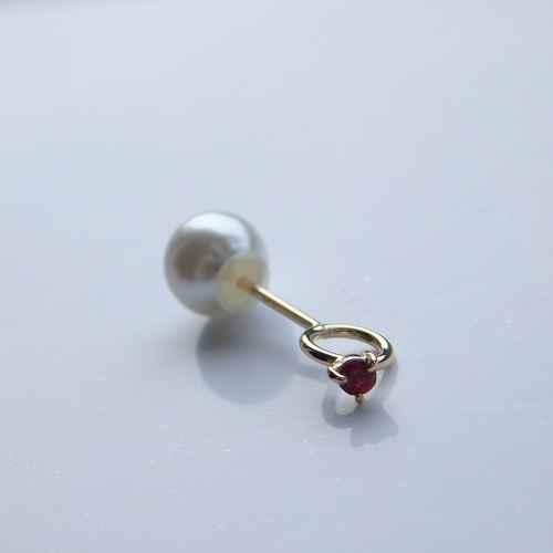 K18 ❍petit anneau pierce❍＜レッドスピネル＞ ピアス
