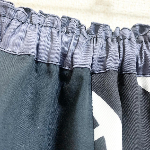 【新作】北欧リーフ柄 切り替えスカート ブラック 6枚目の画像