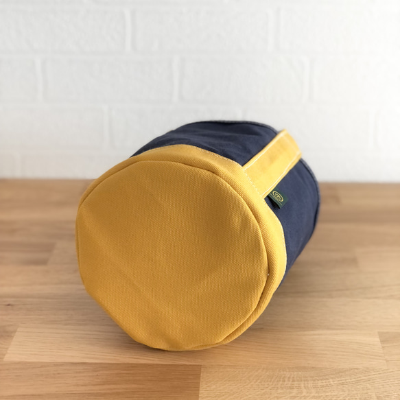 《受注製作》"bucket bag" navy × mustard 4枚目の画像