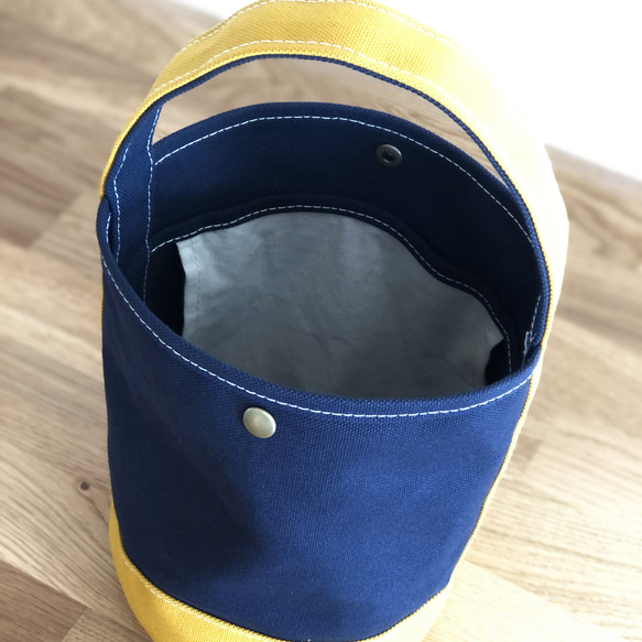 《受注製作》"bucket bag" navy × mustard 5枚目の画像