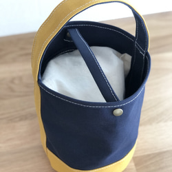 《受注製作》"bucket bag" navy × mustard 6枚目の画像