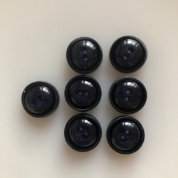 アンティーク ボタン 7個セット ビンテージ 昭和 レトロ 個性的 ハンドメイド素材 紺　ネイビー　ポップ アクセ 1枚目の画像