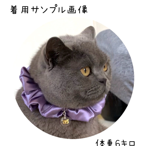 ②パープル エレガントシュシュ首輪 ハンドメイドシュシュ 猫 首輪  