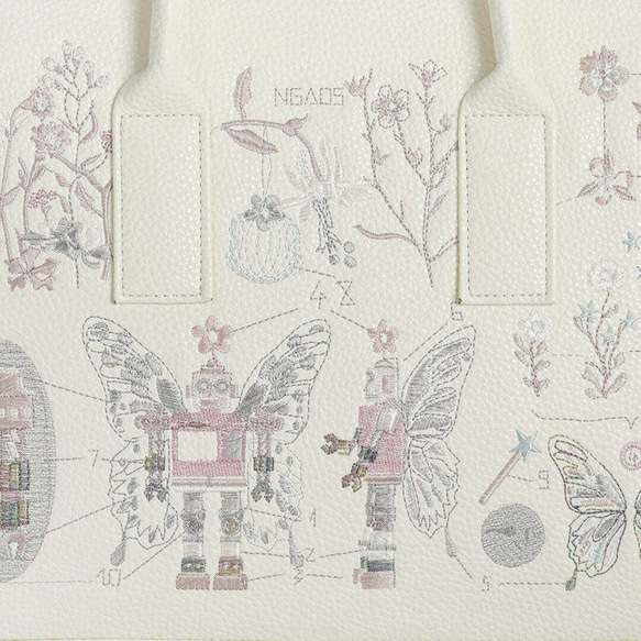 ハンドバッグ 刺繍バッグ 13インチ レザー ショルダーバッグ プレゼント刺繍 4枚目の画像