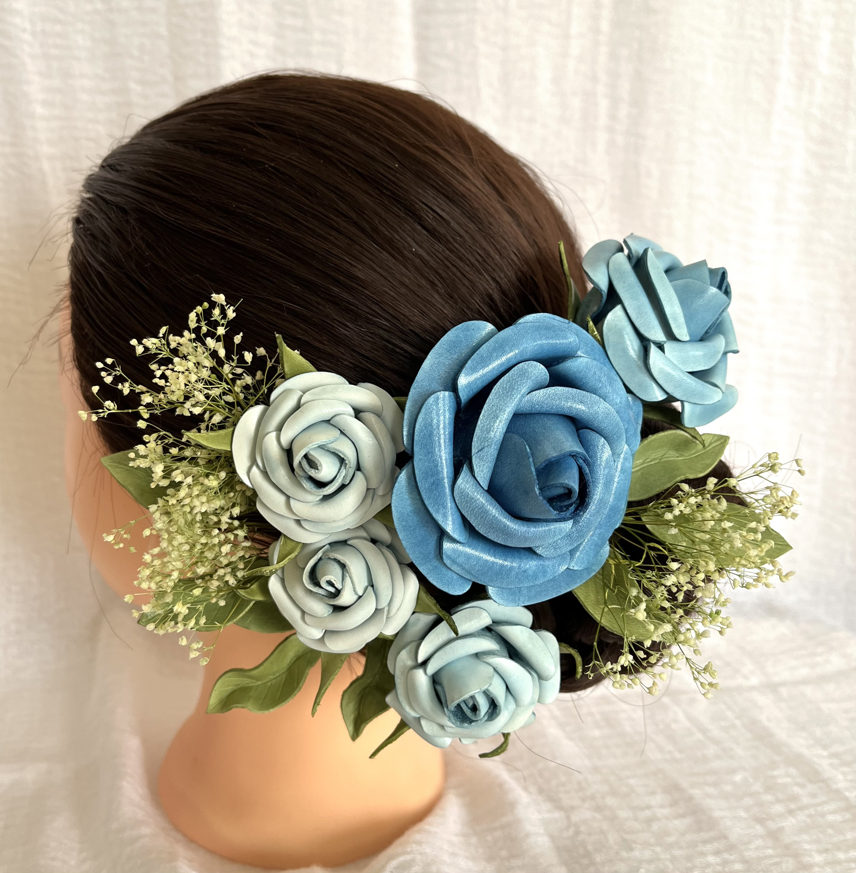 レザーで作った”薔薇の髪飾り”LK-008