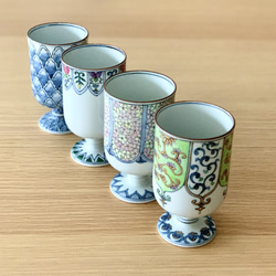 【京焼・清水焼】京都　水野春陽窯　陶器製ワインカップ（筒型）　梅　鱗　陶器製ワイングラス 4枚目の画像