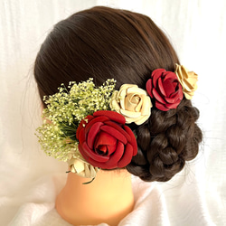 レザーで作った”薔薇の髪飾りLK-010 3枚目の画像
