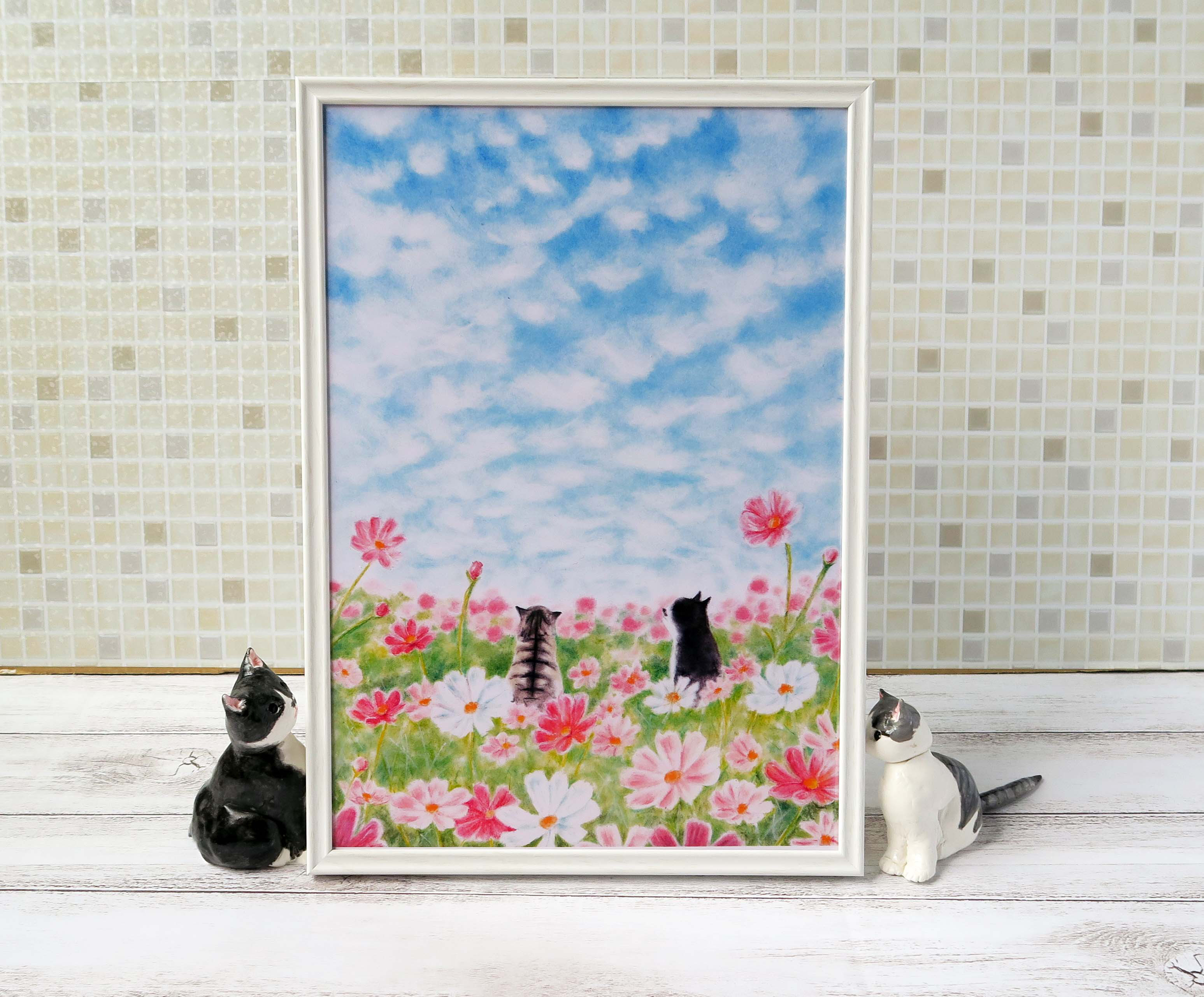 油絵専用花冠の猫サバトラ白ちゃん