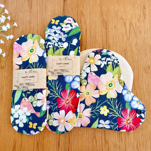 大人花柄☆布ナプキン ライナー オーガニック 4枚セット ピンク花柄