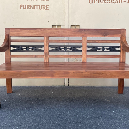 チーク ベンチ 銘木 長椅子 椅子 無垢 3人掛 150cm