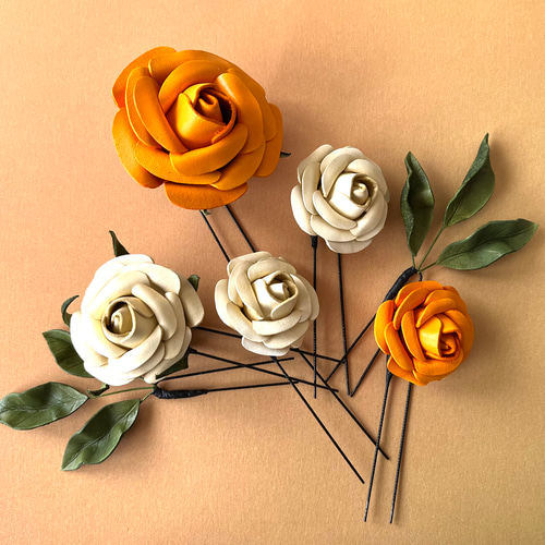 レザーで作った”薔薇の髪飾り”LK-013 ヘッドドレス（アクセサリー） Yu