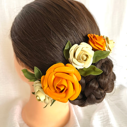 レザーで作った”薔薇の髪飾り”LK-013 4枚目の画像