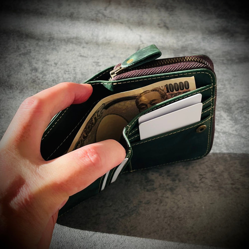 イタリアンレザー ミニ財布 メンズ財布 ヌバックレザー 革財布