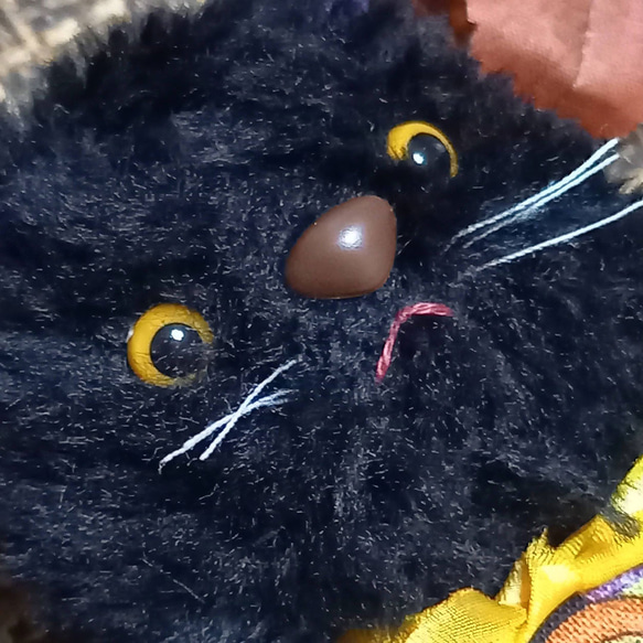ハンドメイド　黒猫　ミニ・カントリードール　チャーム　ハロウィン 1枚目の画像